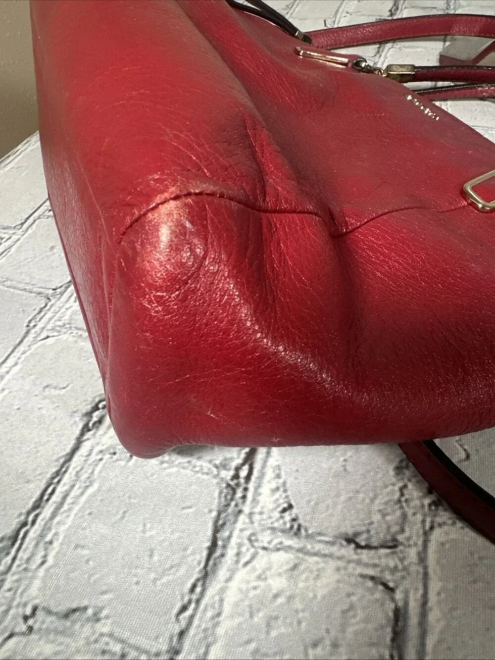 Coach Kelsey Pebbled Leather Red Satchel Crossbody Bag Purse